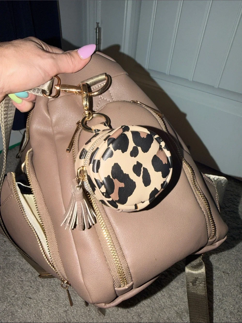 Taupe Diaper Bag Backpack with Itzy Ritzy Paci Holder